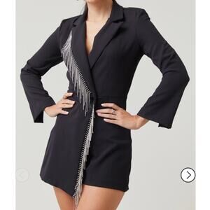 Audrey Parks + Francesca’s Victoria Side Fringe Romper Blazer Small Long Sleeve